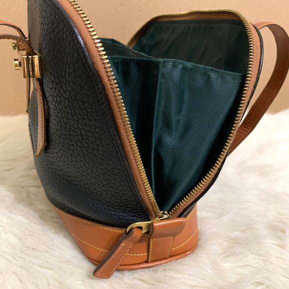 DOONEY & BOURKE Vintage All-Weather-Leather Black/Tan METRO ZIP ZIP Dome Handbag - Picture 5 of 16
